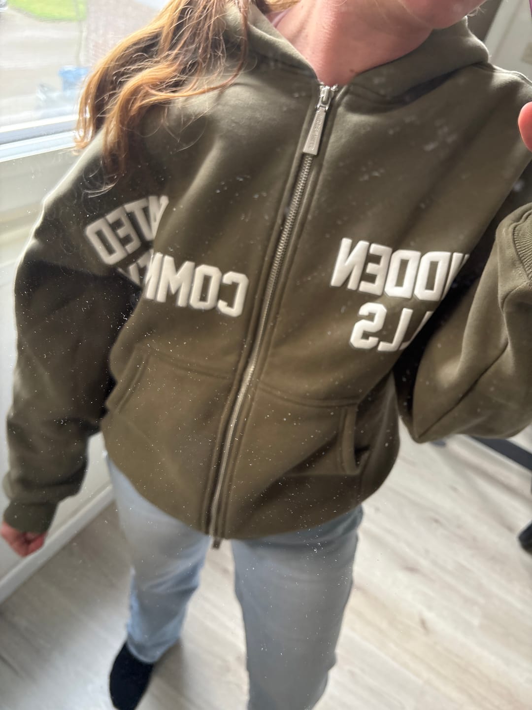 Customer photo review of GATED COMMUNITY ZIP HOODIE SAGE