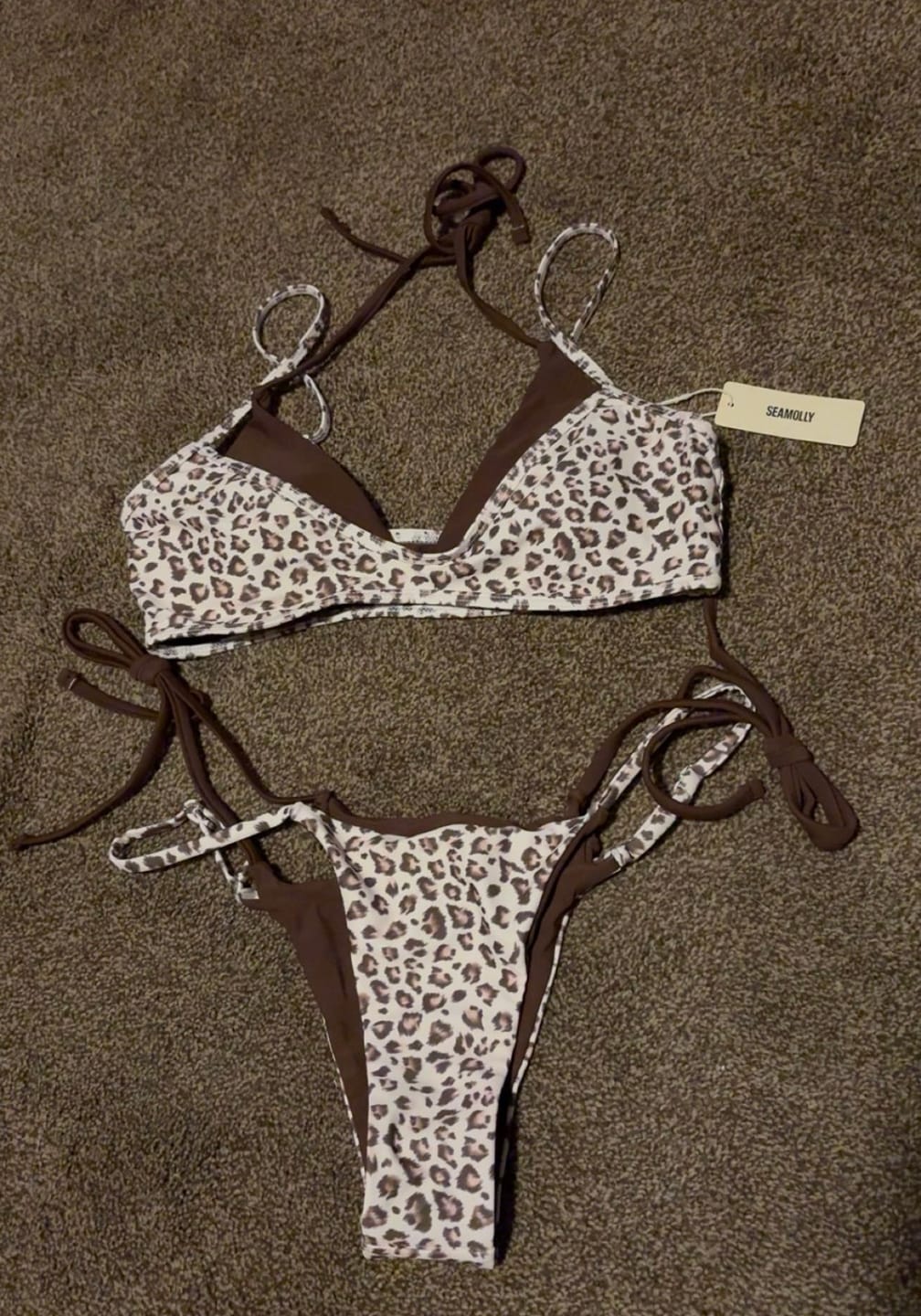 Customer photo review of Seamolly Leopard Print Tie Side Double Layer Bikini Set