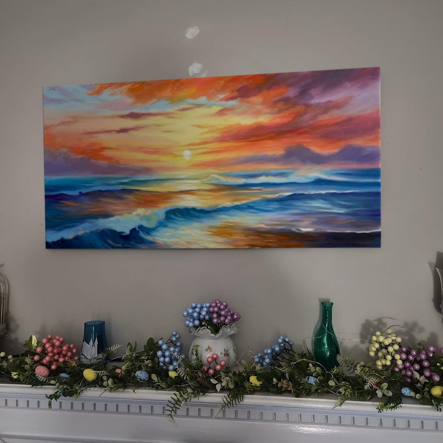 Customer photo review of Colorful Ocean And Sky Textured Painting Canvas #OS009