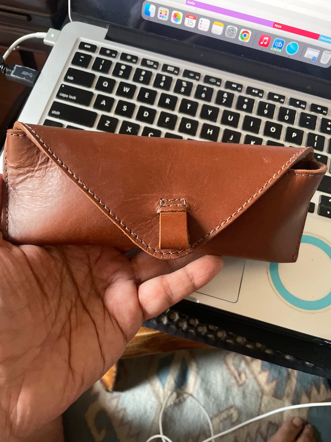 Customer photo review of Tan Leather Sunglasses Case