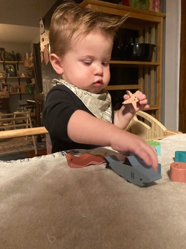 Customer photo review of Plum 3-in-1 Foldable Kitchen Tower, Step Stool & Chalkboard for Toddlers