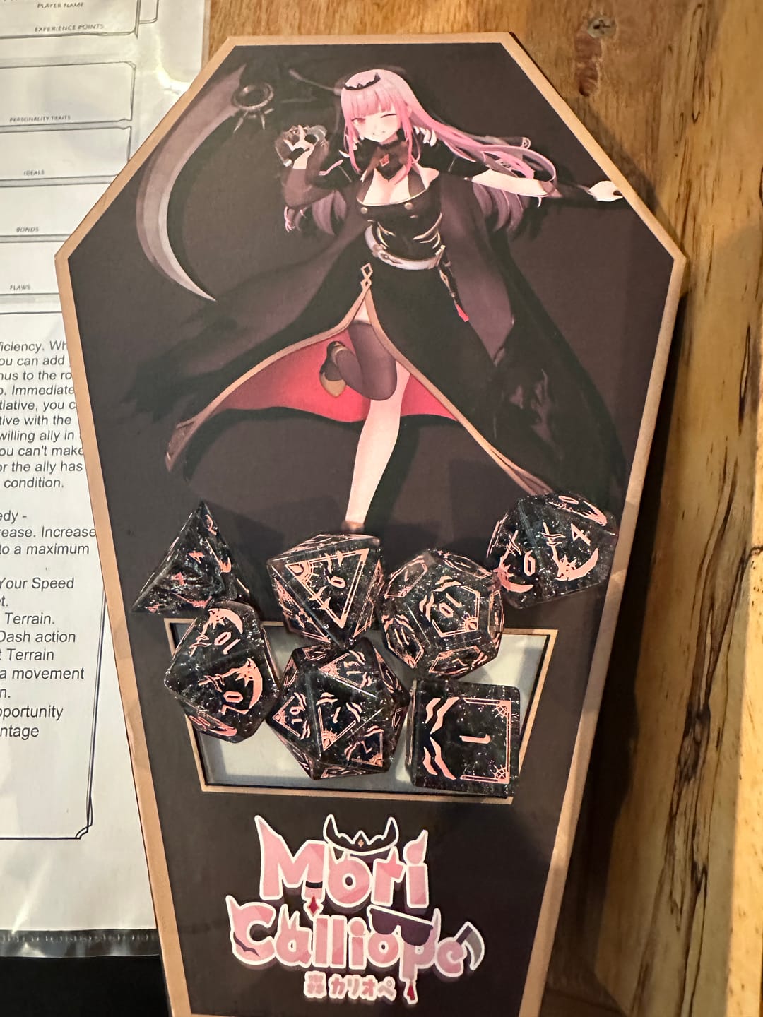 Customer photo review of PRE-ORDER | Mori Calliope Black Shattered Glass Dice Set | hololive English x MMG Exclusive