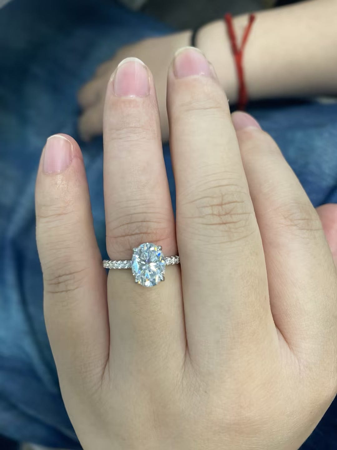 Customer photo review of S925 Moissanite 2.0 Ct~5.5 Ct Pavé Oval Cut Engagement Rings For Women
