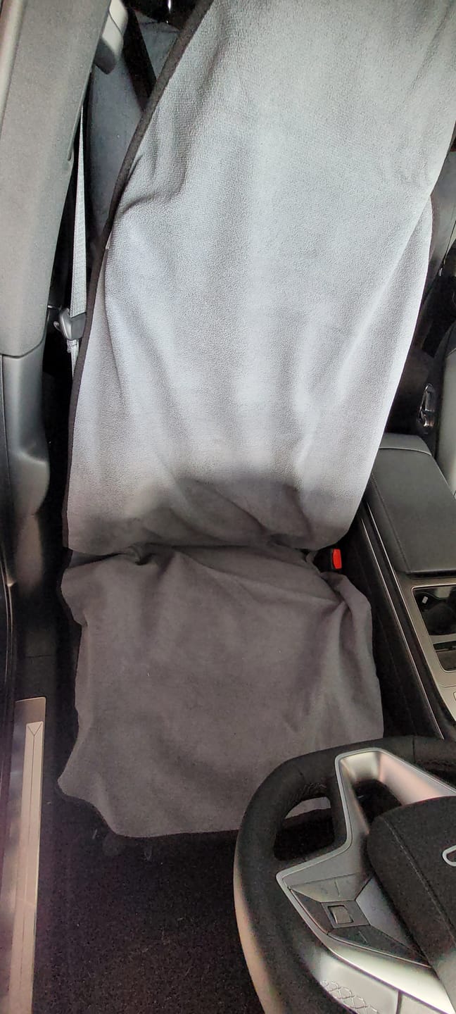 Customer photo review of Waterproof Car Seat Towel – Universal Fit for Gym, Beach & Work | Towel Society