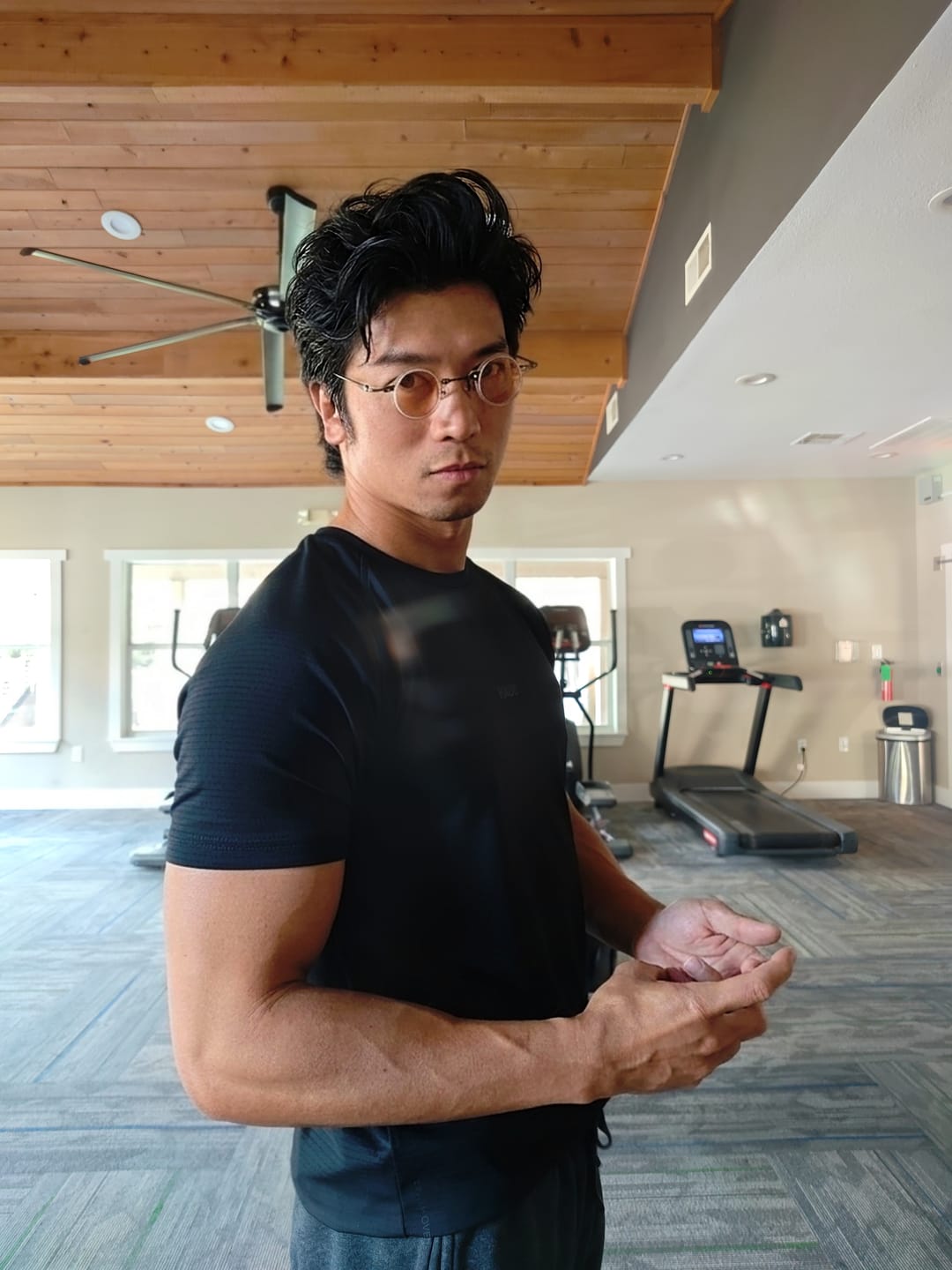 Customer photo review of Essentials Short Sleeve Athletic Fitted Tee
