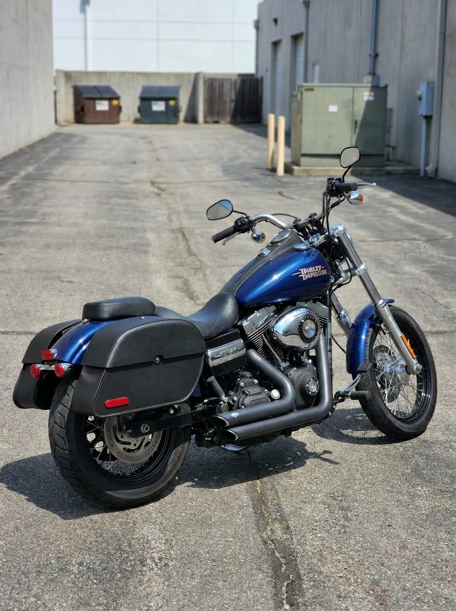 Customer photo review of 32L - Panzer Large Hard Mount Shock Cutout Saddlebags for Harley Dyna Wide Glide FXDWG/I