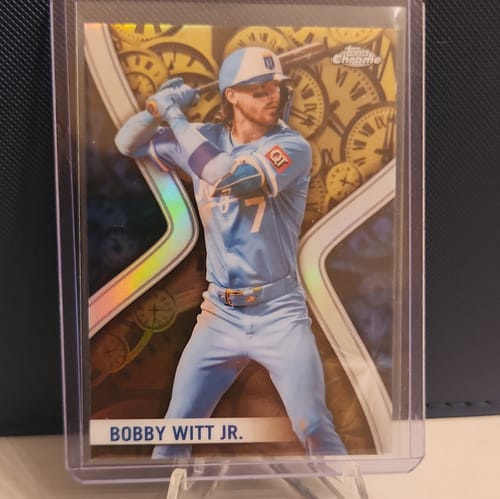 Customer's photo of a Bobby Witt Jr. baseball card inside a clear Basic Top Loader Card Holder.