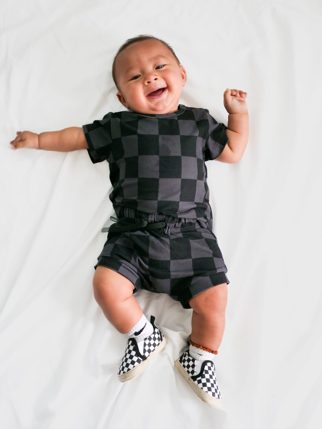 Customer photo review of Bummie Two Piece Set in Black + Charcoal Checkered