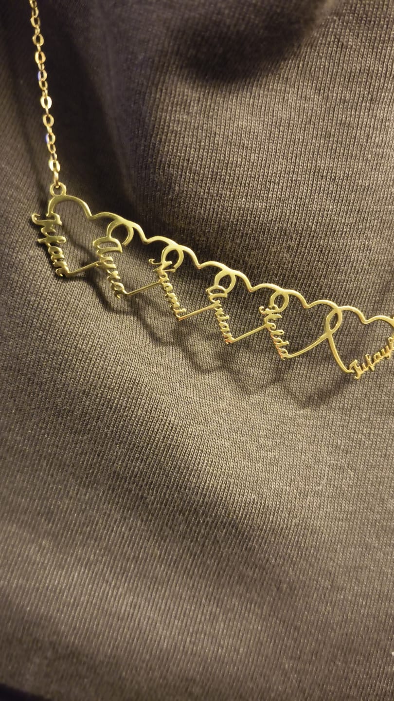 Customer photo review of Custom Heart Name Necklace