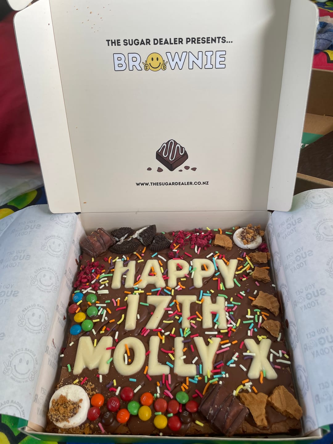 Customer photo review of Custom message loaded brownie