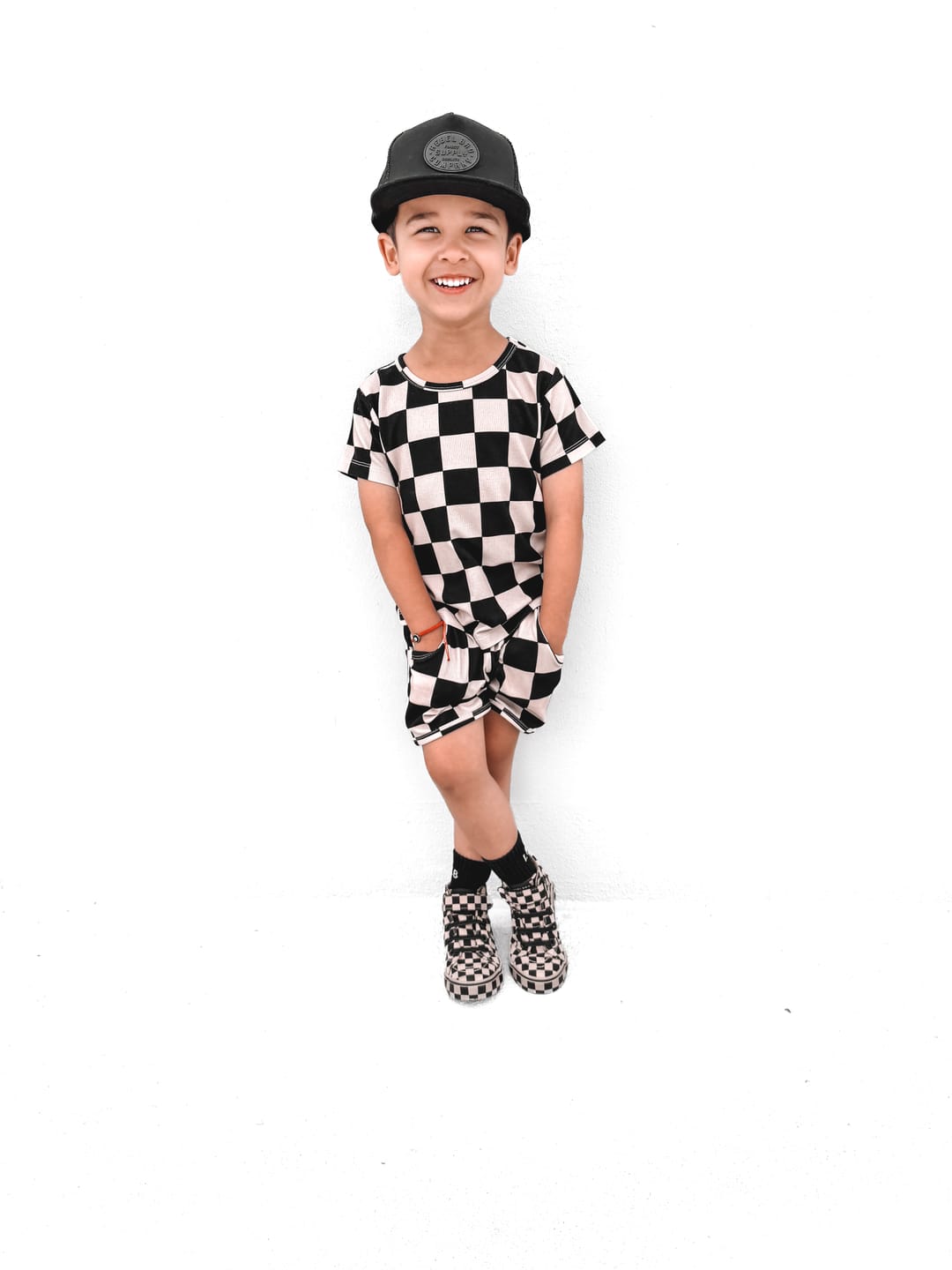 Customer photo review of Biker Two Piece Set in Taupe + Black Checkered
