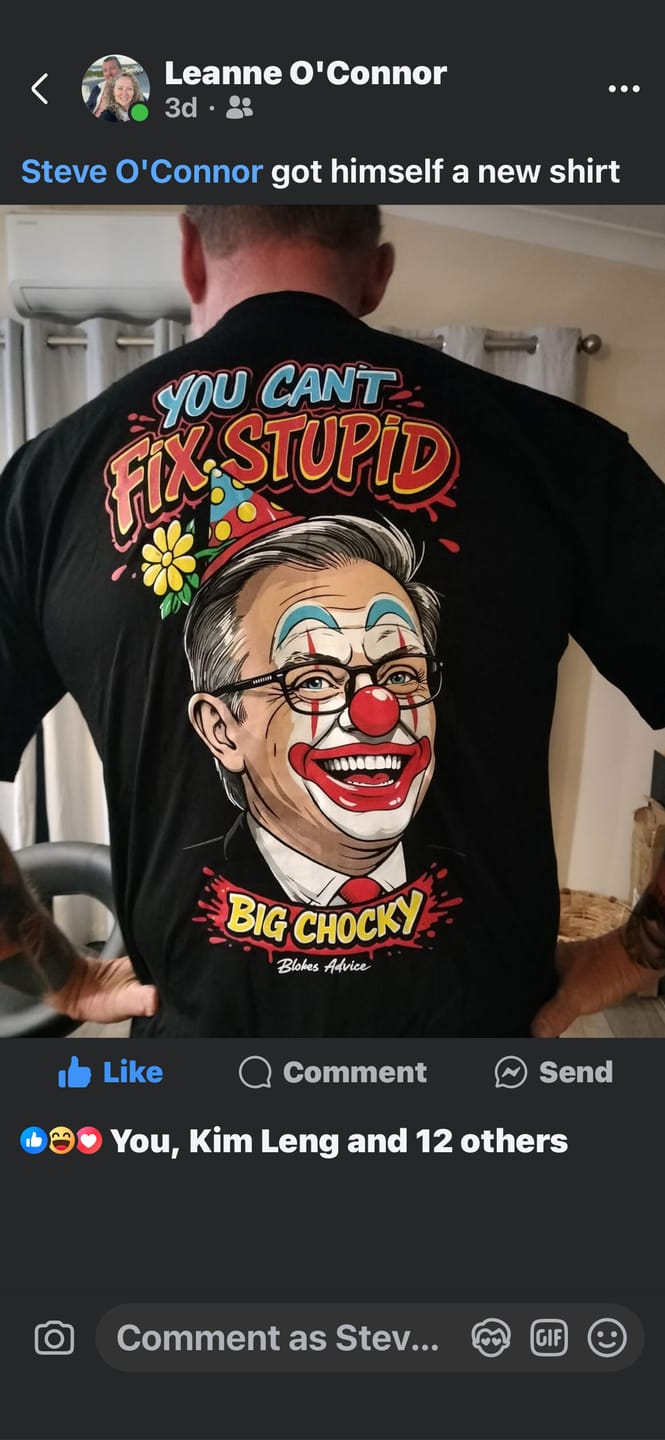 Customer photo review of Big Chocky: Clown Show Tee