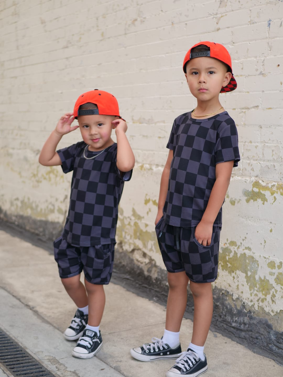 Customer photo review of Biker Two Piece Set in Black + Charcoal Checkered