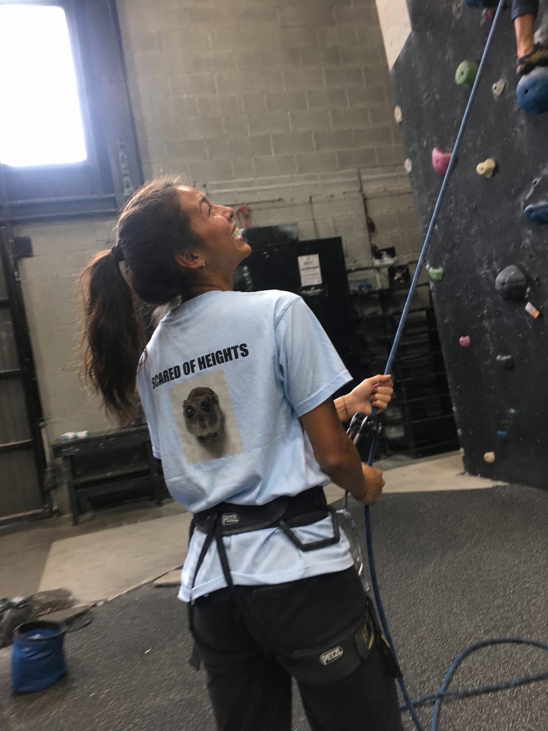 Customer photo review of "Scared Of Heights" Baby Tee