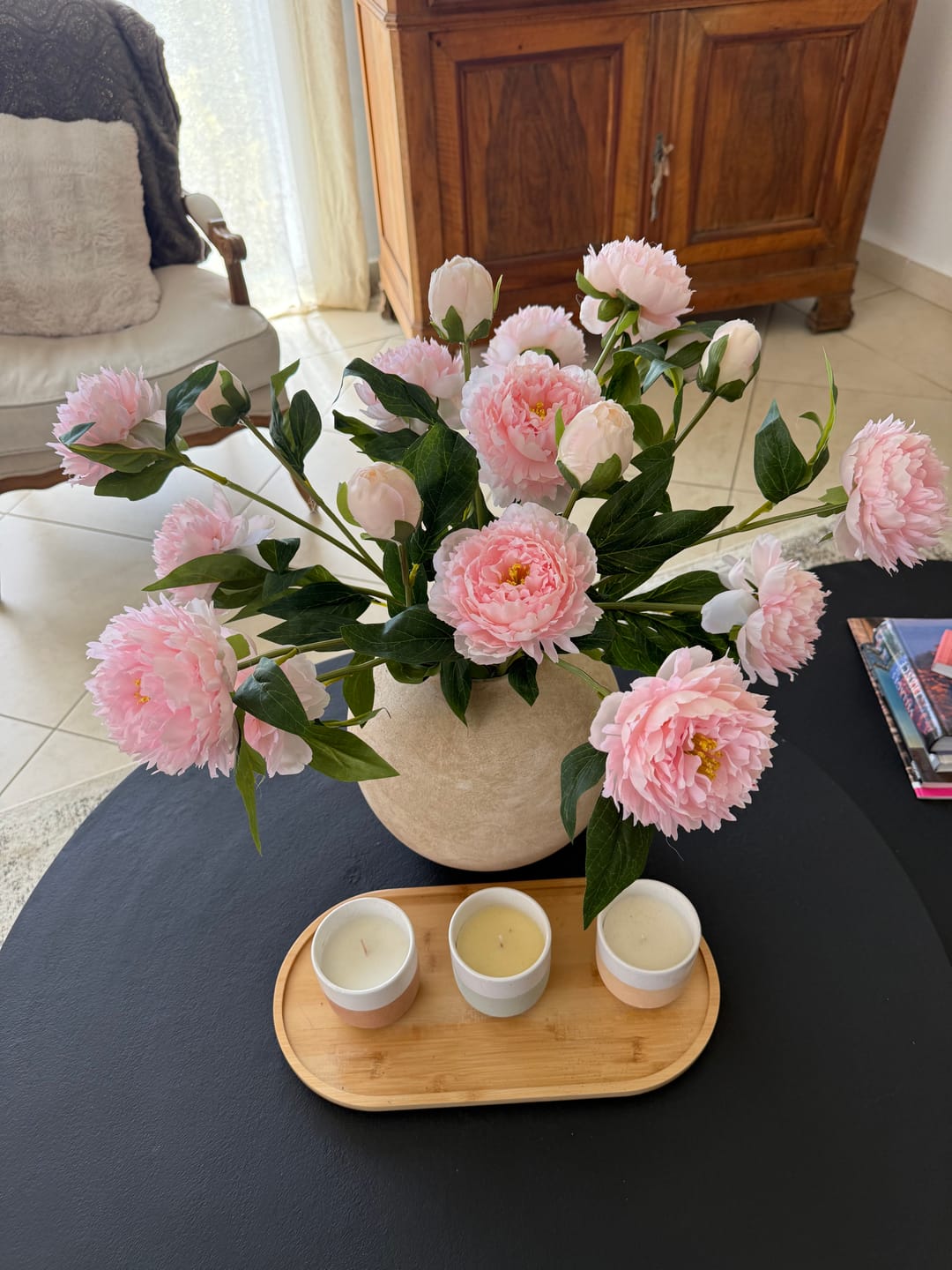 Customer photo review of Pivoines - Rose (6 tiges / 18 têtes de fleurs)