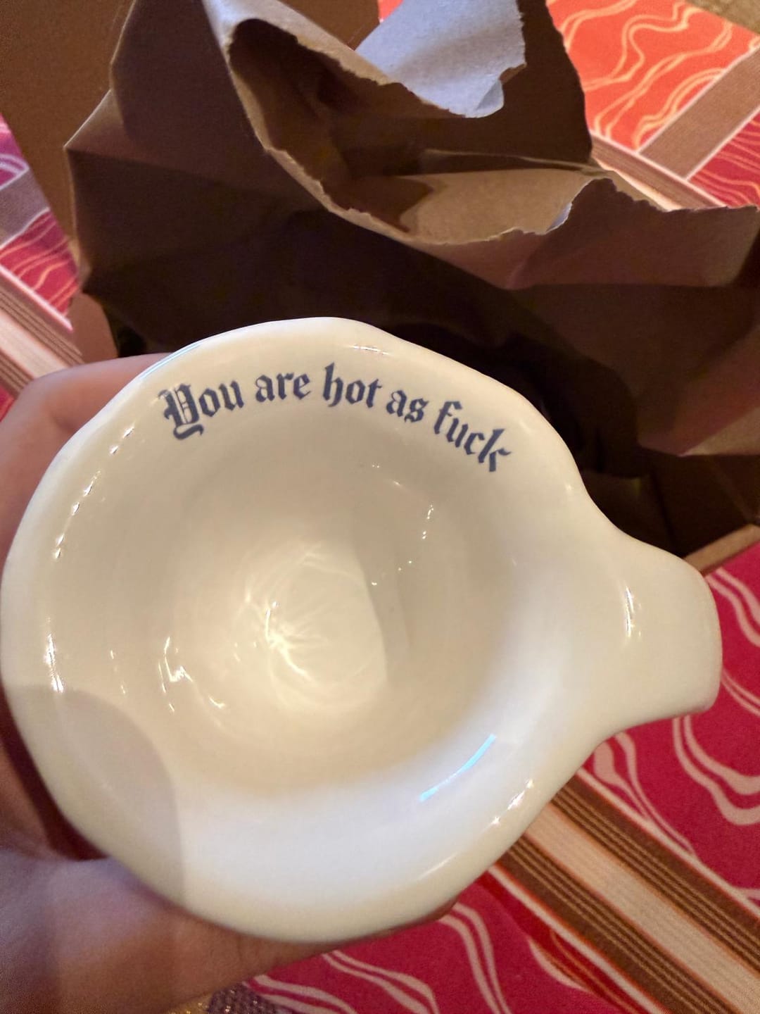 Customer photo review of "You are hot as fuck" Sassy Espresso Cup