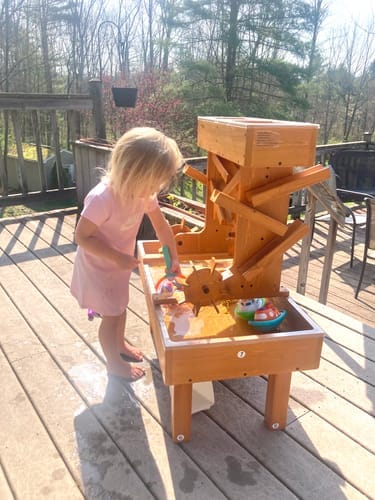 Customer photo review of Outdoor Wooden Water Table for Toddlers | Kids’ Sensory Play Station