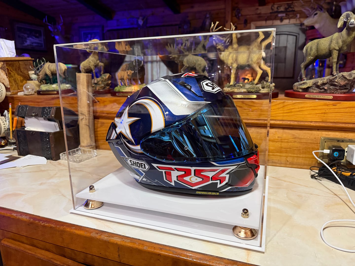 Customer photo review of Motorcycle Nascar or Motocross Racing Helmet Display Case - Clear (A024/V61)