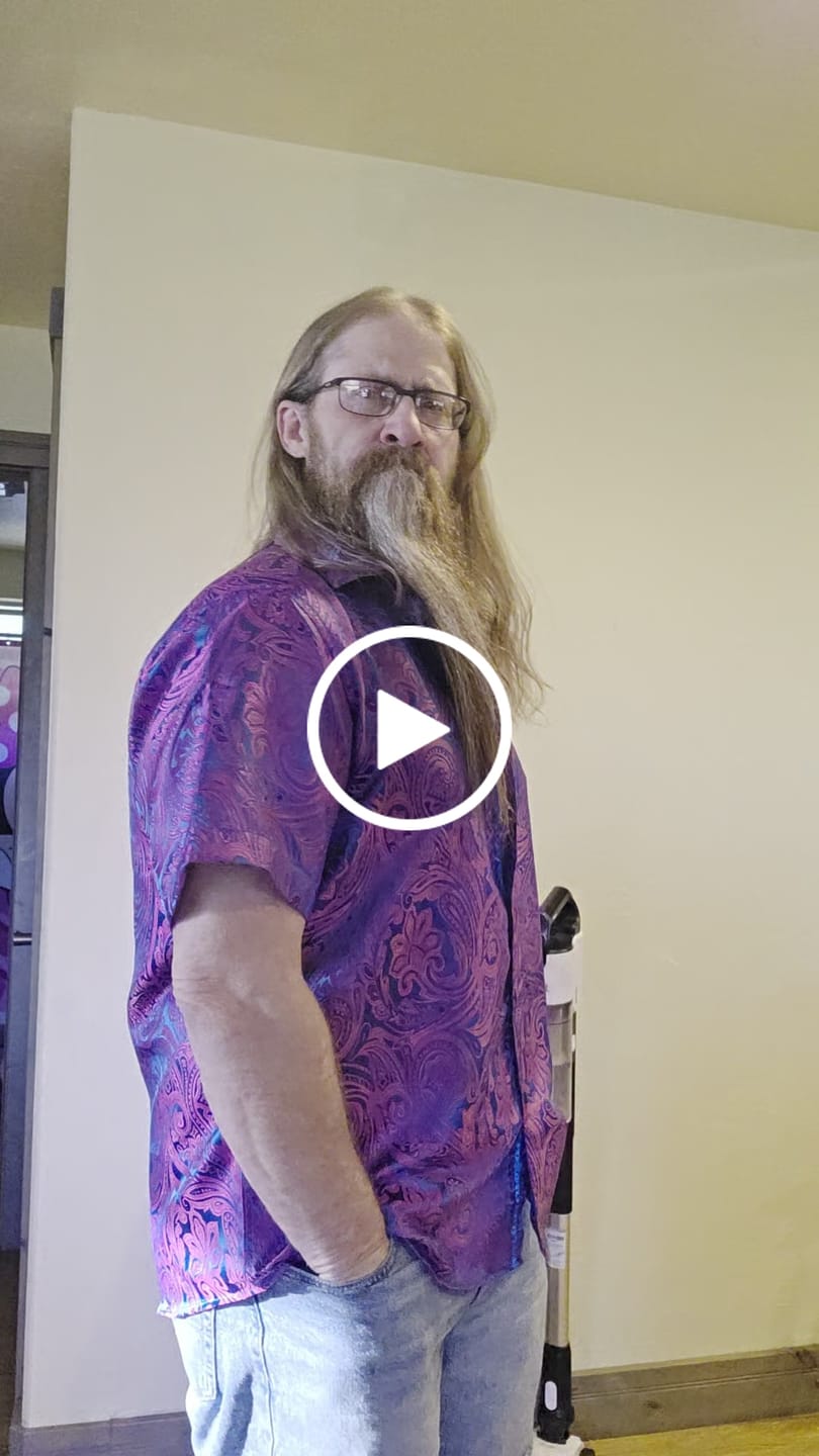 Customer video review of Barry. Wang Mens Purple Dress Shirt 70s Disco Paisley Shirt Button Down Shirt Sleeve Tops