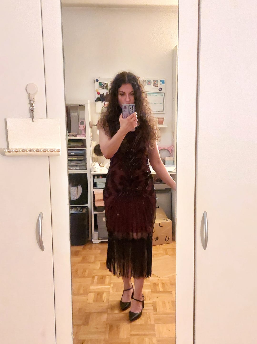Customer photo review of Allegra 1920s Flapper Dress - Wine Red
