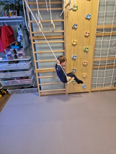 Customer photo review of Walnut | Swedish Ladder Jungle Gym - Wall Mounted