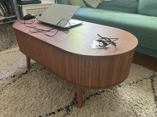 Customer photo review of LOTTA - Table basse en bois de noyer avec rangement