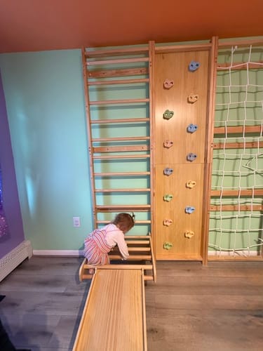 Customer photo review of Walnut | Swedish Ladder Jungle Gym - Wall Mounted