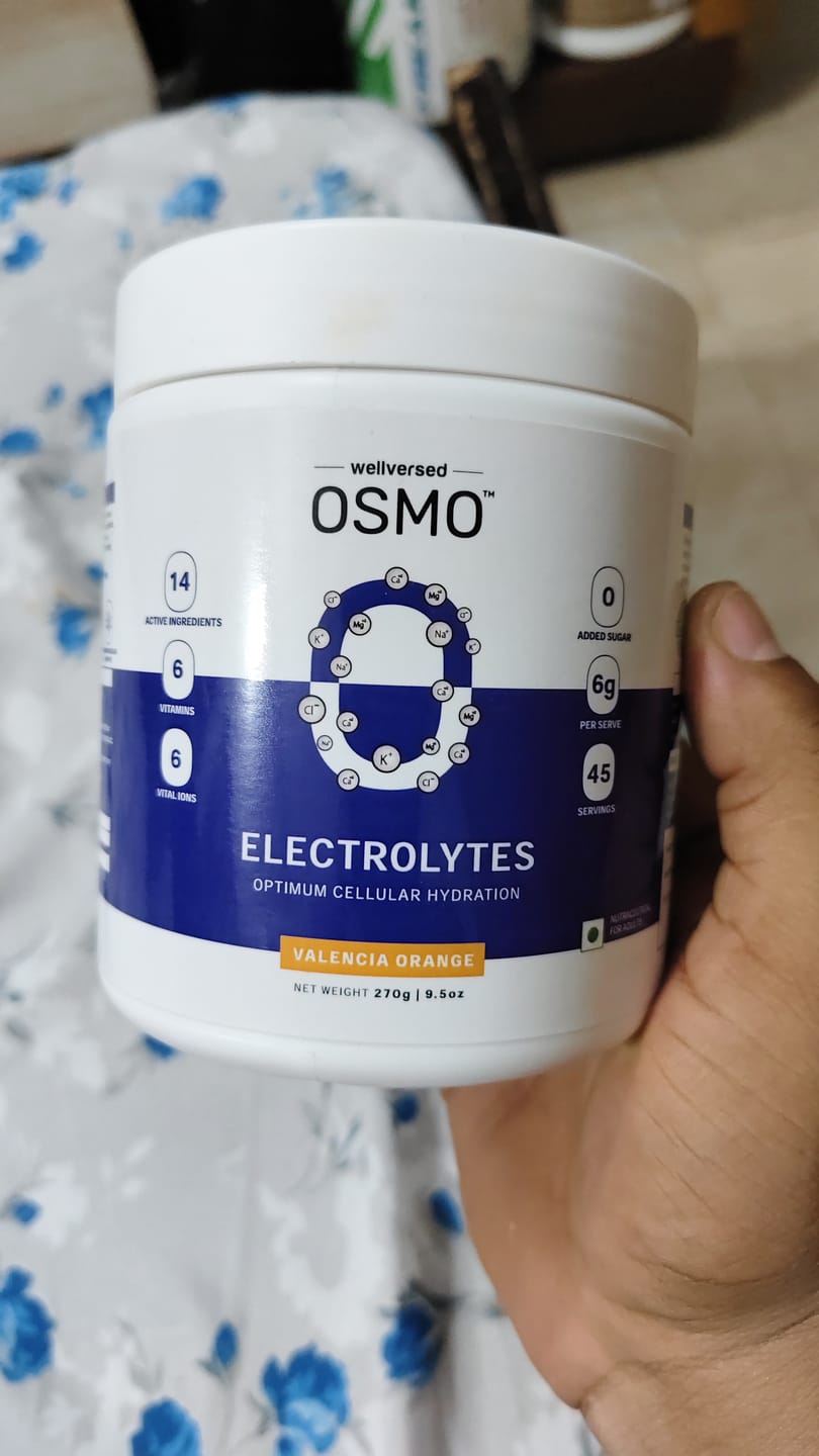 Customer photo review of OSMO - Electrolyte Hydration Blend (Advanced Salts + Taurine & Vitamins) | Valencia Orange Flavour (270g, 45 servings)
