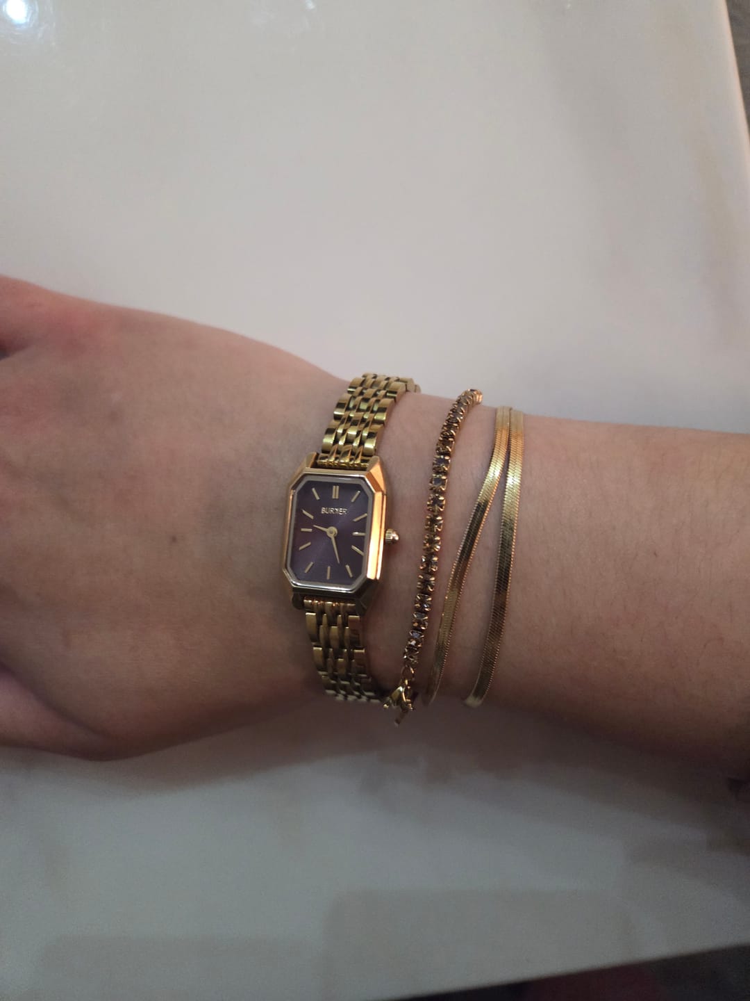 Customer photo review of Isabell Petite Gold Burgundy