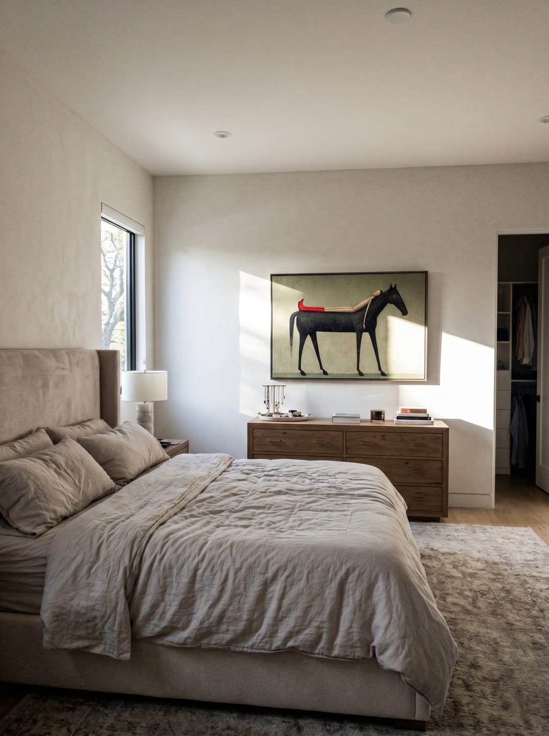 Customer photo review of Dreamy Companion – Modern Whimsical Canvas Art | Minimalist Surrealism Living Room Art