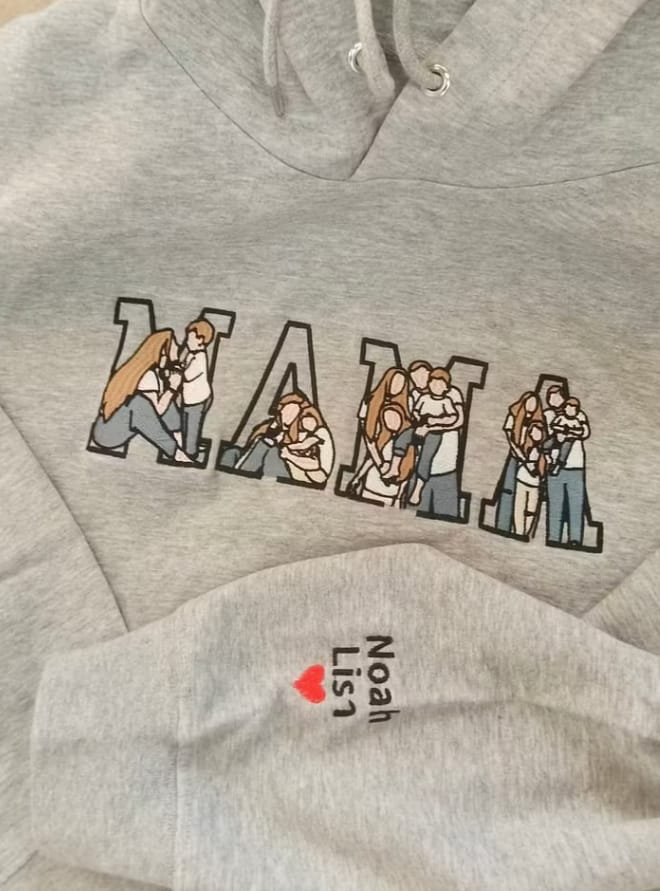 Customer photo review of Custom Photo Portrait Embroidery Sweatshirt T-shirt Father's Day- Gift For Dad