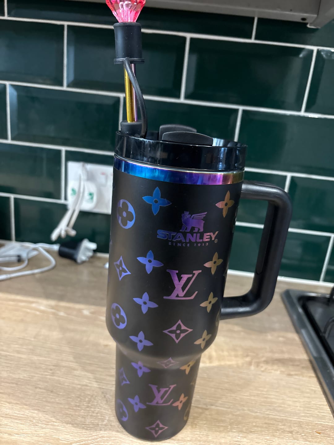 Customer photo review of Luxe Tri-Color Crystal Gem Straw Toppers (3-Pack)