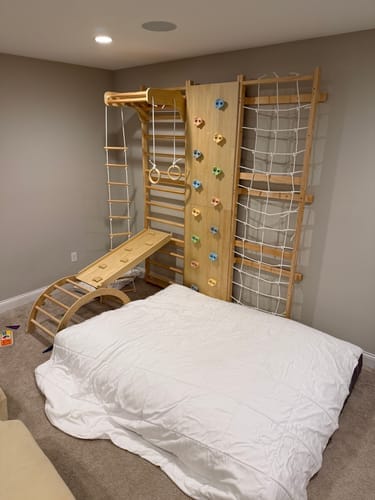 Customer photo review of Walnut | Swedish Ladder Jungle Gym - Wall Mounted