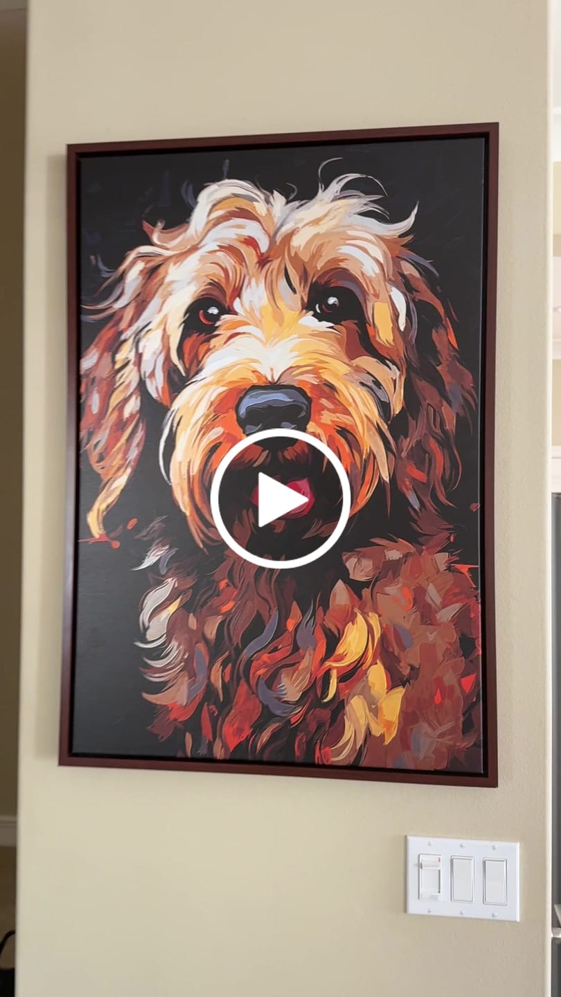 Customer video review of Goldendoodle Pop Art Framed Canvas Wall Art