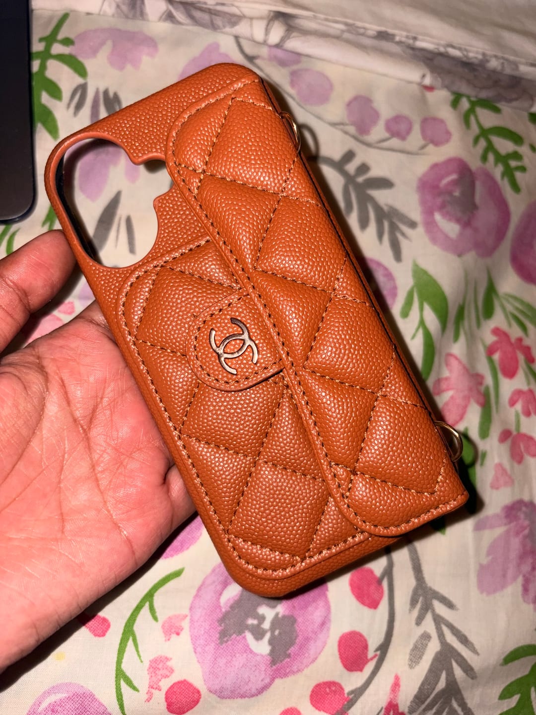 Customer photo review of Luxury Quilted iPhone Case with Chain Strap & Mini Purse Design