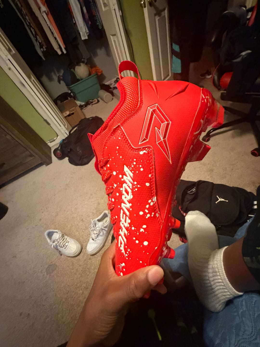 Customer photo review of Kool-Aid 'Cherry' Football Cleats - Quantum Speed by Phenom Elite