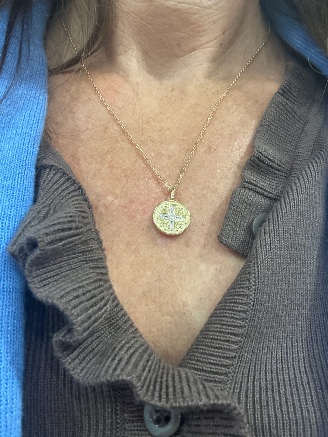 Customer photo review of Byzantine Cross Medallion Necklace