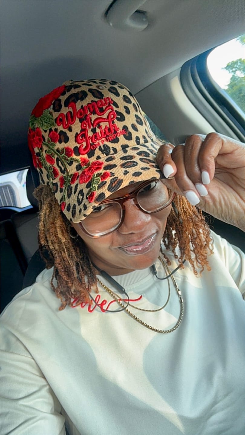 Customer photo review of Woman Of Faith On Purpose Floral Hat | Leopard