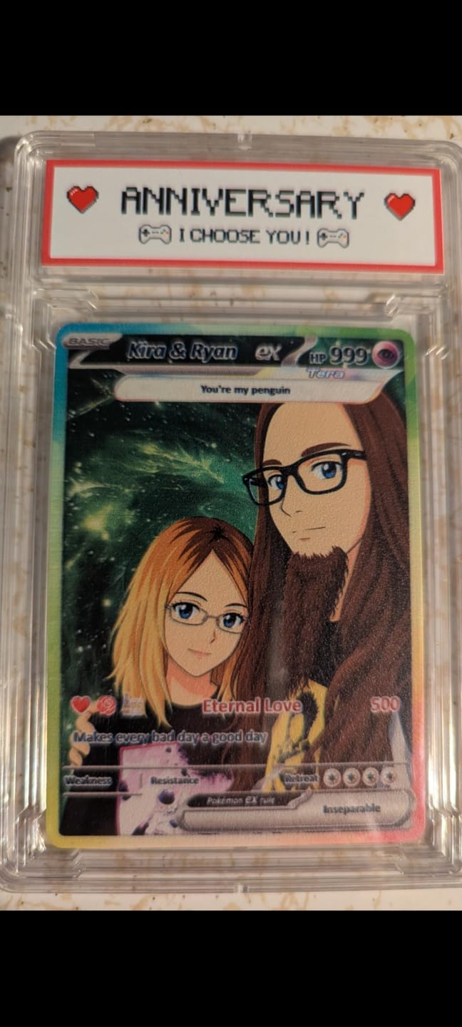 Customer photo review of Custom Pokémon Cards with Anime Picture, Personalized Poke Cards Animated Style Gifts for Him and Her - CPC-04.B