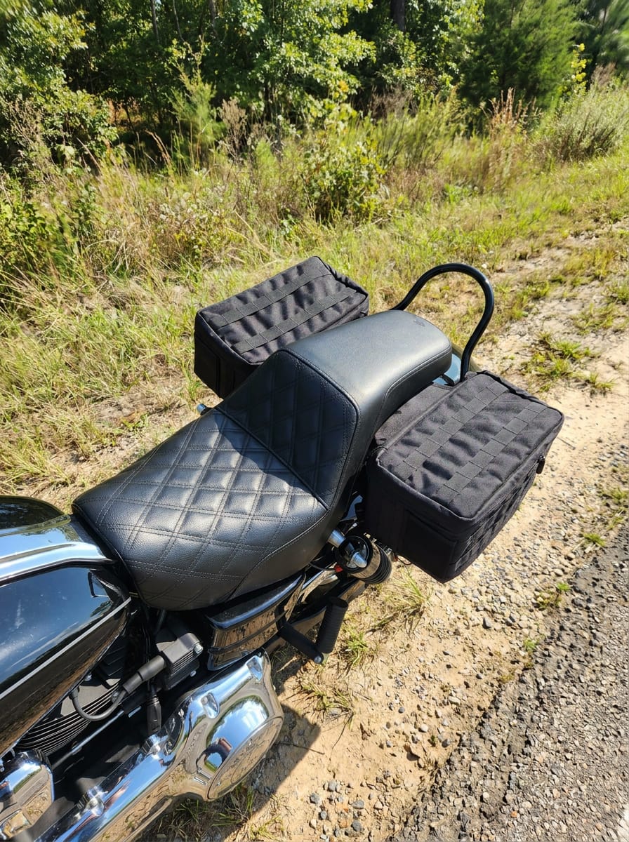 Customer photo review of 18L - Patriot Medium Motorcycle Throw Over Saddlebags for Harley Dyna Wide Glide FXDWG/I