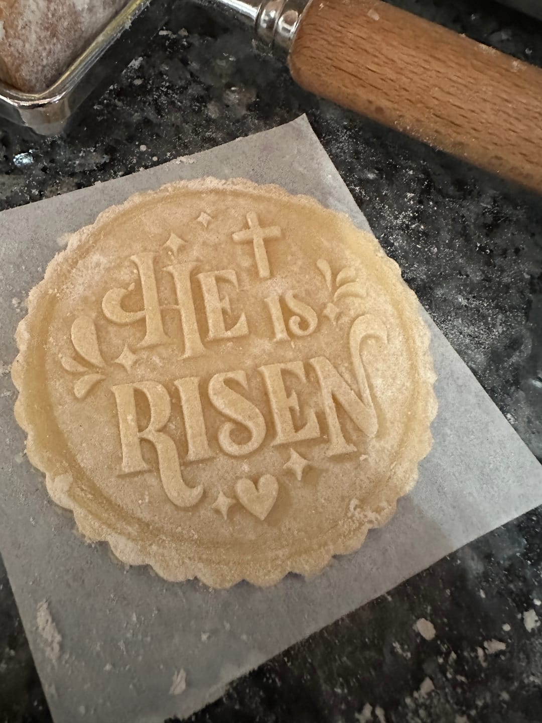 Customer photo review of Embossed Easter Cookie Stamp - He is Risen INDEED!