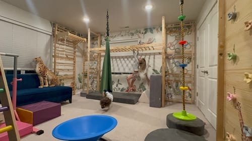 Customer photo review of Walnut Modular | Swedish Ladder Jungle Gym - Wall Mounted