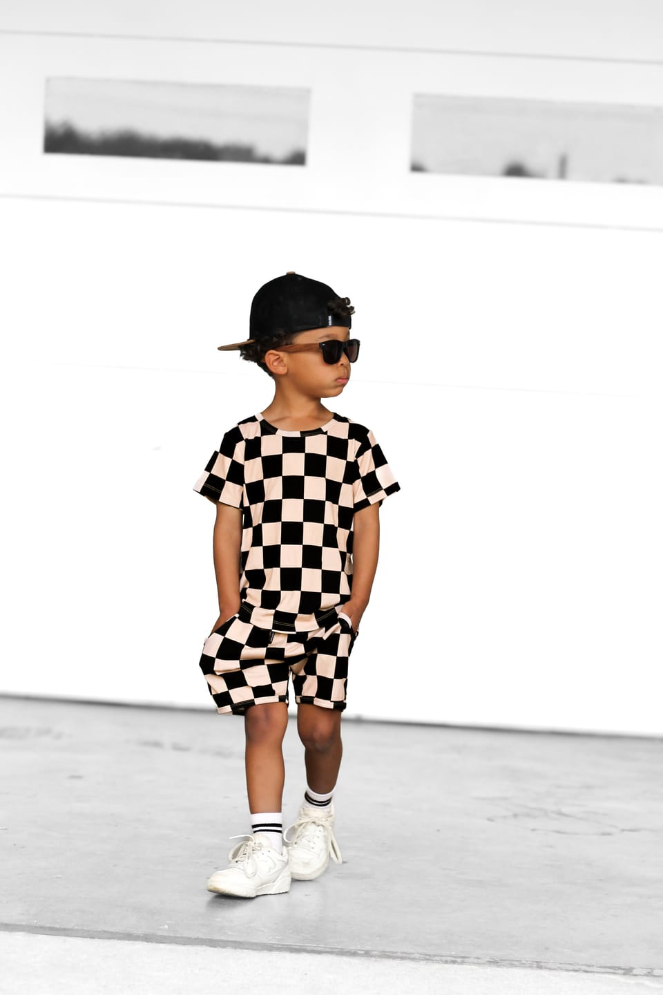 Customer photo review of Biker Two Piece Set in Taupe + Black Checkered