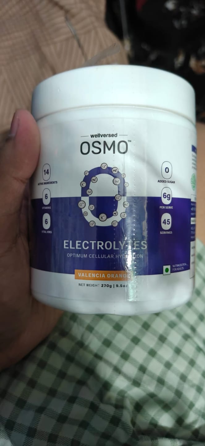 Customer photo review of OSMO - Electrolyte Hydration Blend (Advanced Salts + Taurine & Vitamins) | Valencia Orange Flavour (270g, 45 servings)