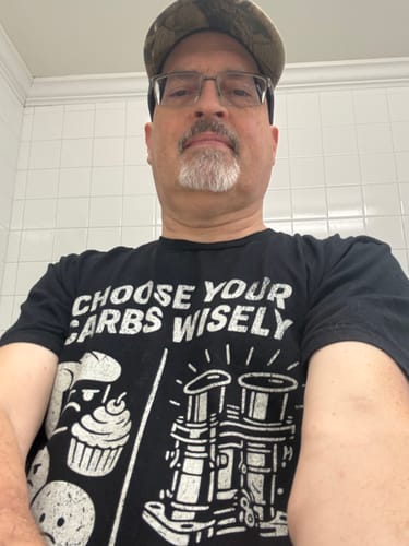 Customer photo review of Good Carbs Bad Carbs T-Shirt