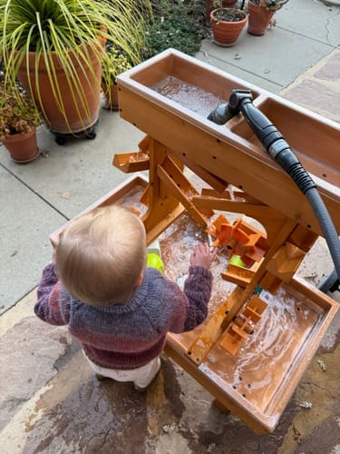Customer photo review of Outdoor Wooden Water Table for Toddlers | Kids’ Sensory Play Station