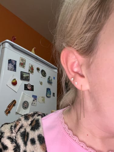 Customer photo review of 14k Zirconia Stud Earrings