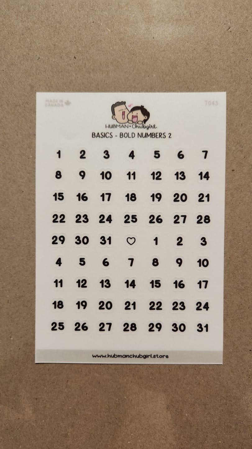 Customer photo review of Basics - Bold Numbers 2 Planner Stickers