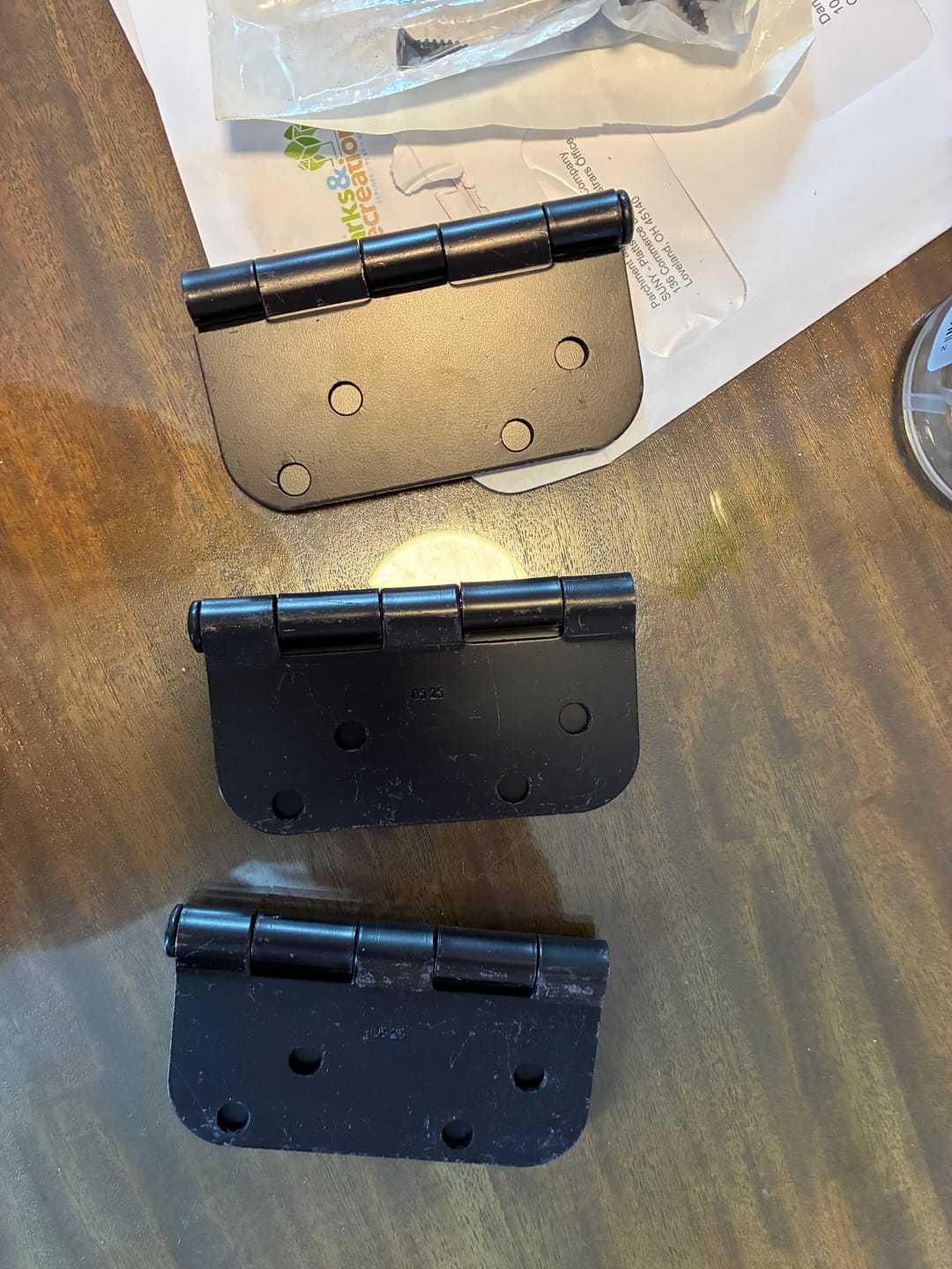 Customer photo review of Exterior Door Hinge Set (3 pieces)