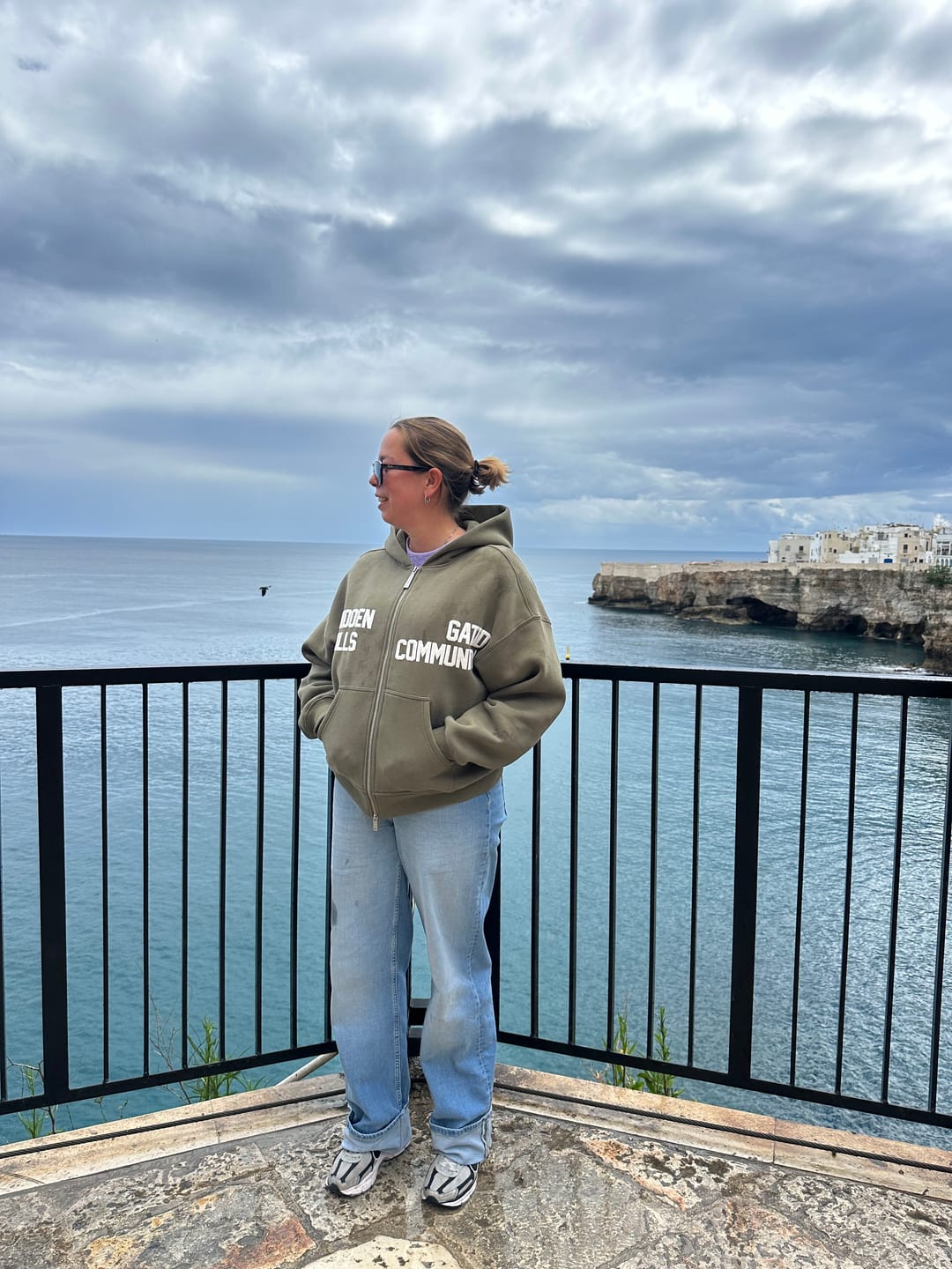 Customer photo review of GATED COMMUNITY ZIP HOODIE SAGE